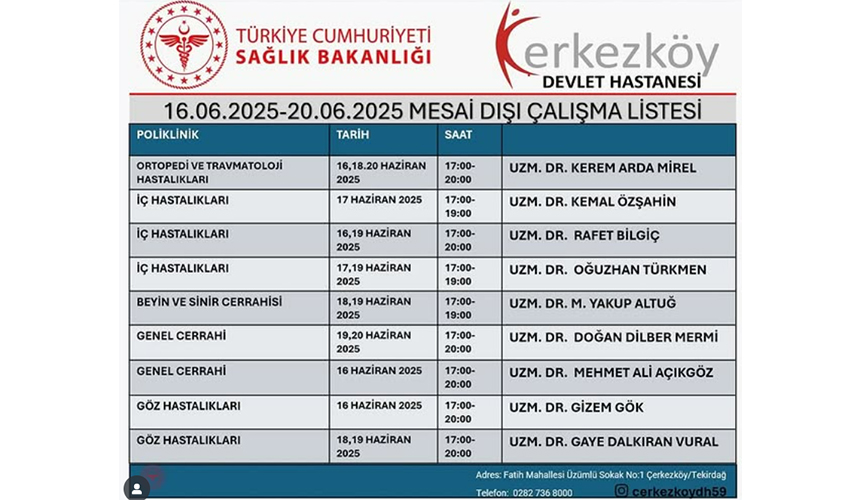 Hastane 16 Haziran