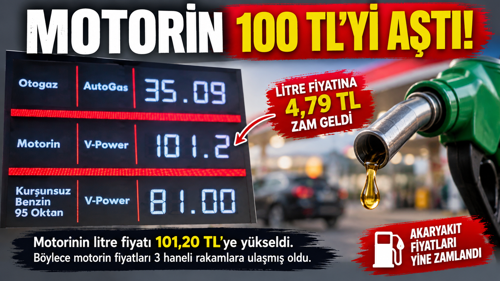 Motorin 100 TL’yi Aştı!