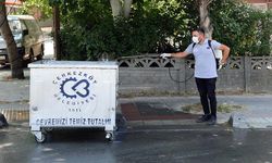 Çöp konteynerleri yıkanıp, ilaçlandı