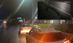 Yolda çukurlar oluştu, 8 aracın lastiği patladı