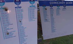 Minibüs durağındaki afişe zarar verildi