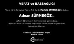 ÇOSB'den taziye mesajı