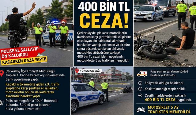 Polise el sallayıp ön kaldırdı, kaçarken kaza yaptı: 400 bin TL ceza!