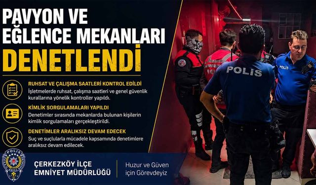 Pavyon ve eğlence mekanları denetlendi