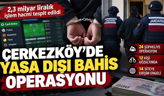 Çerkezköy’de yasa dışı bahis operasyonu