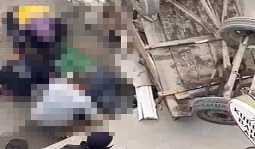 Devrilen arabasının üzerindeki kişi yaralandı