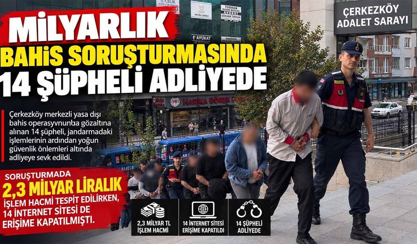 Milyarlık bahis soruşturmasında 14 şüpheli adliyede
